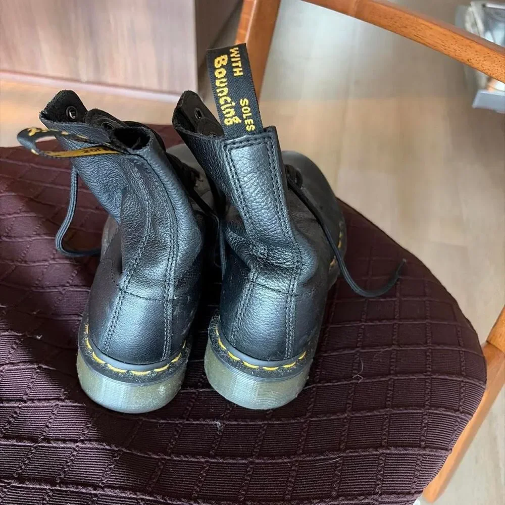 Dr Martens 1460 Pascal Black Virginia Leather Boots Size 8 Women US 6 UK 39 EU